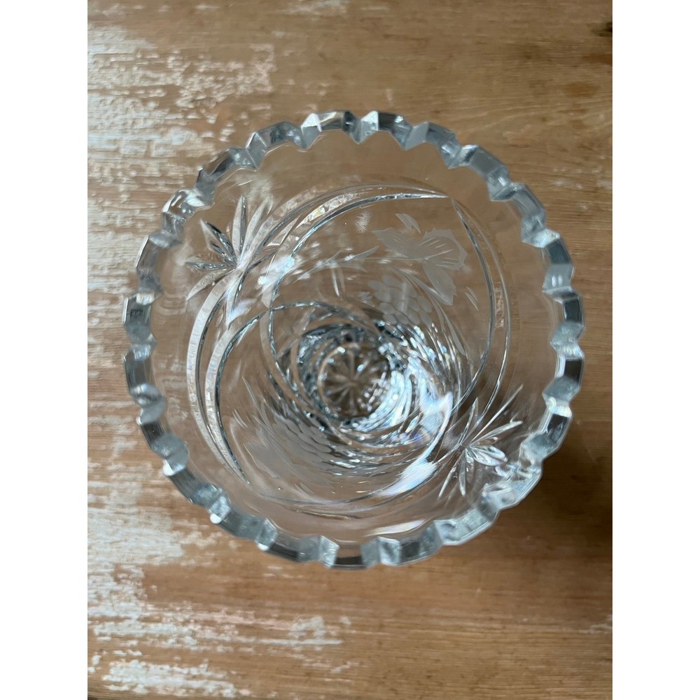 1960s Vintage German Lausitzer Lead Crystal Glass Flower Vase DD50 - Grape Leaf - Picture 4 of 5